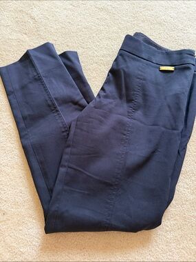 Tory Burch Navy Skinny Pants with Gold Accent